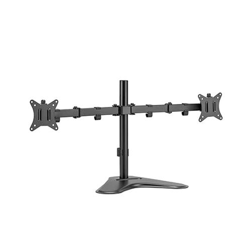 Dual Monitor Desk Stand Includes Mint Condition Twin Monitor/ Screens, Height Adjustable Arms, Tilts 90°, Swivels 180°, Rotates 360°, VESA 75 Or 100mm- Black