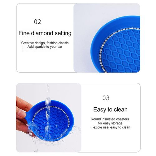 Diamond Rhinestone Bling Decoration Anti-Skid Rubber Cup Bottle Mat New Non-Slip Water Cup Pad Car Coaster Accessories