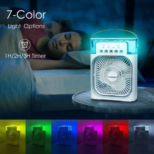 Portable Fan Air Conditioners USB Electric Fan LED Night Light Water Mist Fun 3 In 1 Air Humidifie For Home Car Mini Fan White Black