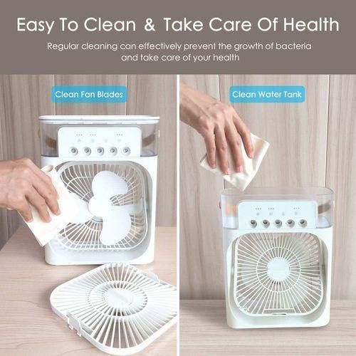 Portable Fan Air Conditioners USB Electric Fan LED Night Light Water Mist Fun 3 In 1 Air Humidifie For Home Car Mini Fan White Black
