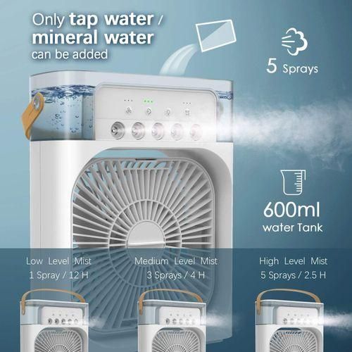 Portable Fan Air Conditioners USB Electric Fan LED Night Light Water Mist Fun 3 In 1 Air Humidifie For Home Car Mini Fan White Black
