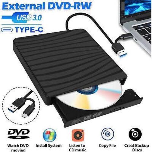 Type-C And USB-A Ultra Slim Portable Dvd Writer /Dvd Player - Black