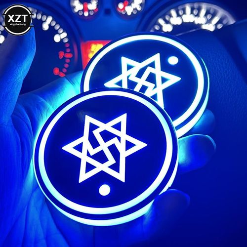 2pcs Car Led Light-Up Coaster Usb Rechargeable Car Coaster Car Ambient Light Universal Car Coaster Car Accessories