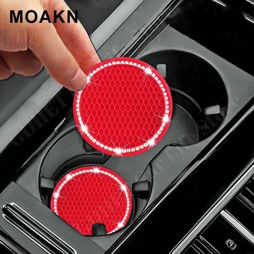 Car Cup Holder Coaster Bling Anti Slip Water Cup Holder Insert Pad Round Waterproof Mat Universal Car Interior Accessories