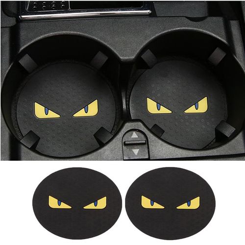 Car Water Coasters Cartoon Little Monster Non-Slip Insulation Pad Silicone Round Cup Groove Mat Car Interior Styling Accessories