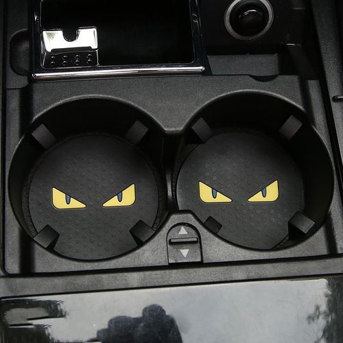 Car Water Coasters Cartoon Little Monster Non-Slip Insulation Pad Silicone Round Cup Groove Mat Car Interior Styling Accessories