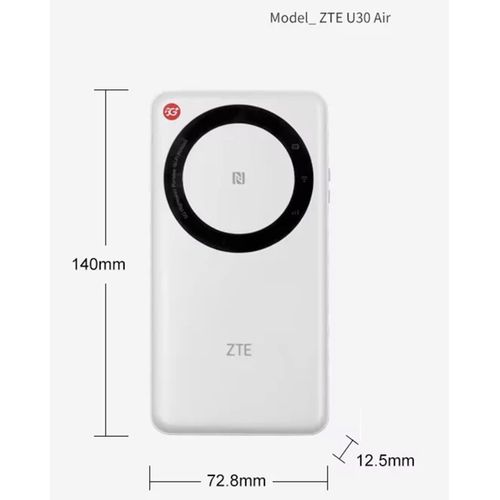 ZTE 5G Portable WiFi Mobile Router U30 Air,Intelligent Dual Network up to 650Mbps NFC One Touch Connect 4500mAh Large Battery Unlock Global version White