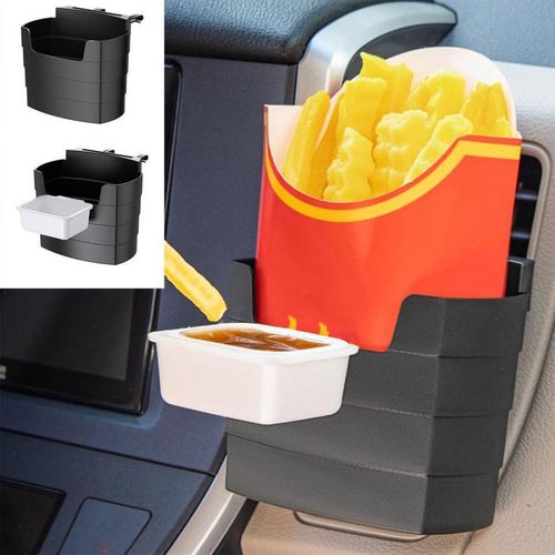 Car Air Vent French Fries Holder With Seasoning Box Universal Car Air Outlet Snacks Storage Case Auto Accessories