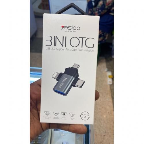 Yesido 3 In 1 OTG Adaptor- Black