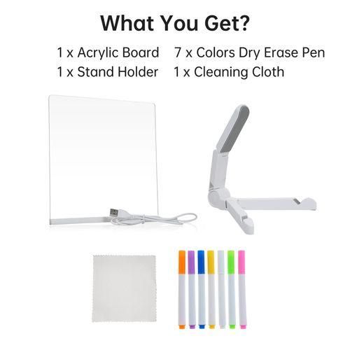 Acrylic Dry Erase Board With Light 15x15cm Writing Board