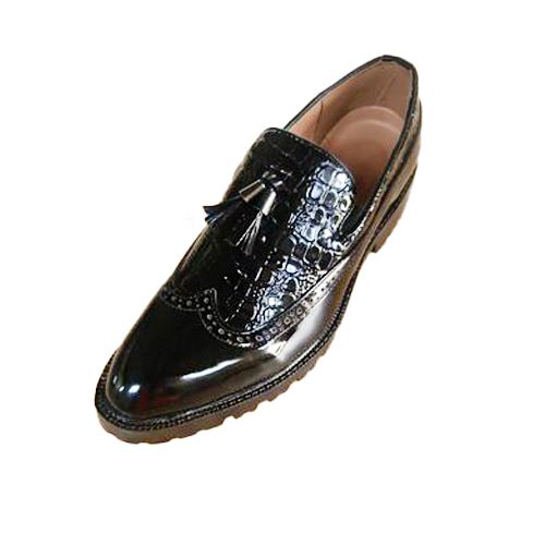 Gentlemen PU Leather Shoes Men's Office Business Shoes 42- Black