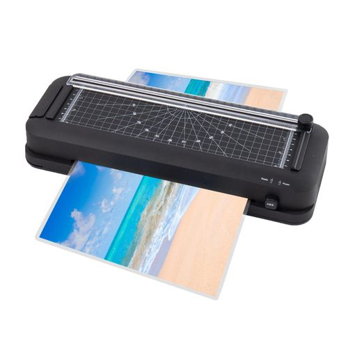 Thermal Laminator Desktop A4 Laminator Machine with Laminating Punching Paper Cutting Function Automatic Laminator Paper Trimmer for Home School Office 300mm/min NO5137