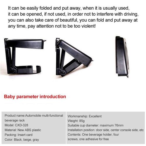 Universal Car Cup Holder With Screws Folding Automotive Cup Holders Coffee Bottle Holder Beverage Stand Accessories