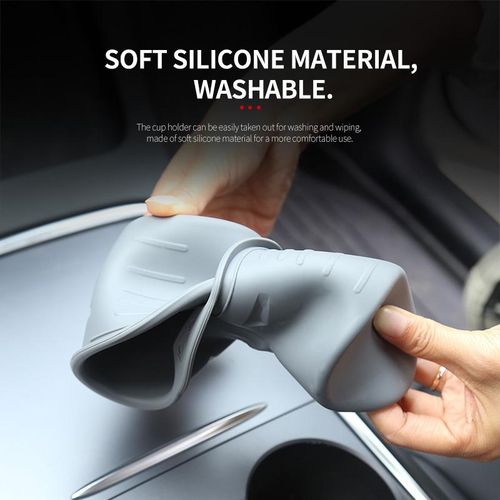 Water Cup Holder For Tesla Model 3/y 2023 Center Console Storage Box Insert Non-Slip Silicone Phone Organizer Limiter Anti-Bump