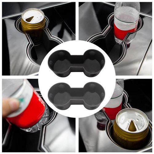 Car Cup Holder For Tesla Model 3 Anti-Skid Silicone Water Cup Holder Cover Beverage Holder Double Hole Car Accessories