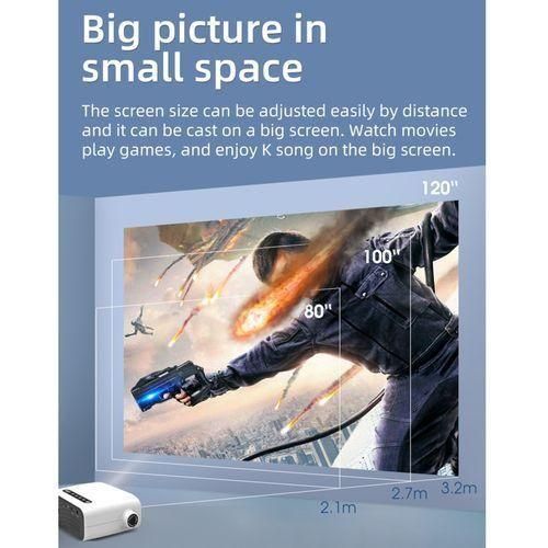 YG330 1920x1080P Portable Home Theater Mobile Phone Wireless Same Screen Mini LED HD Digital Projector, UK PlugWhite