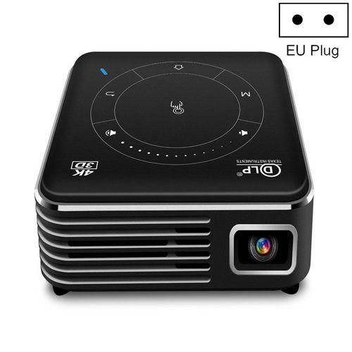 P11 4K HD DLP Mini 3D Projector 4G  32G Smart Micro Convenient Projector, Style:EU PlugBlack