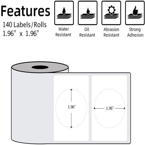 140pcs Roll 50x50mm Round SelfAdhesive Thermal Labels