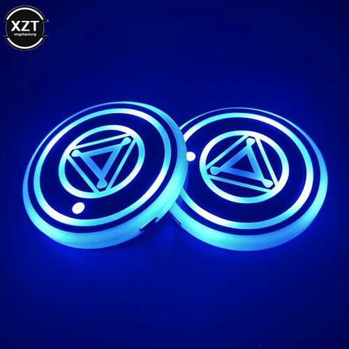 2pcs Universal Luminous Car Water Cup Coaster Holder Usb Charging Led Car Interior Decoration Atmosphere Light Coaster