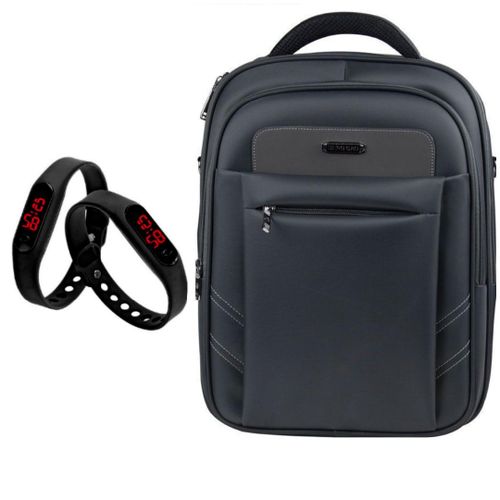 A Laptop Bag With Two Free Watches  And A Large Inside Compartment For laptop- Black