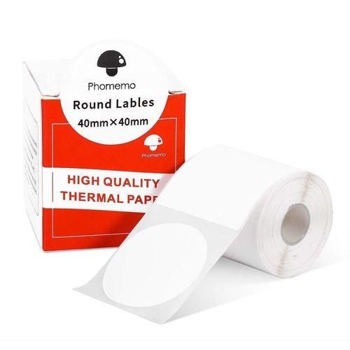 180pcs Roll 40x40mm Round SelfAdhesive Thermal Labels