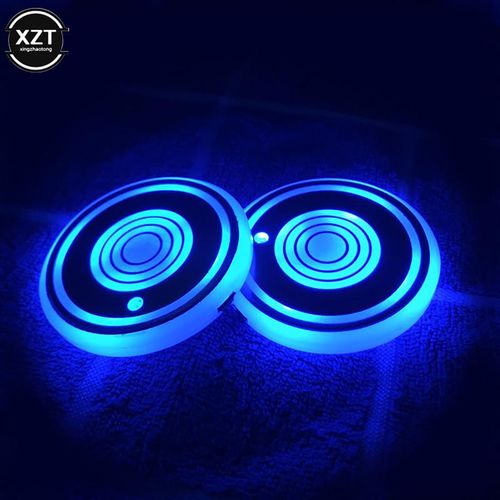 2pcs Universal Luminous Car Water Cup Coaster Holder 7 Colors Usb Charging Led Car Interior Decoration Atmosphere Light Coaster