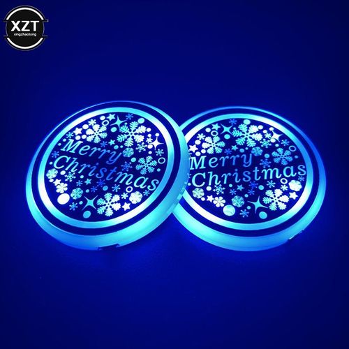 2pcs Universal Luminous Car Water Cup Coaster Holder 7 Colors Usb Charging Led Car Interior Decoration Atmosphere Light Coaster