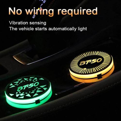 Colorful Change Car Drinks Holders For Mazda Bt50 Decorative Usb Charging Coaster Pad Luminous Modified Non-Slip Water Cups Mat