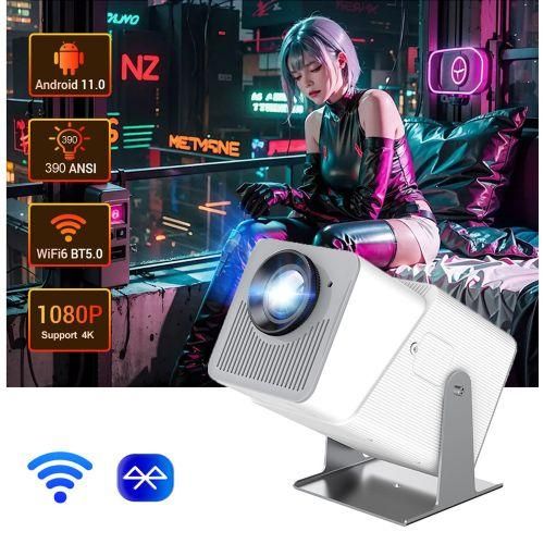Tikin Mini Projector, Android TV 11.0 Movie Projector Portable