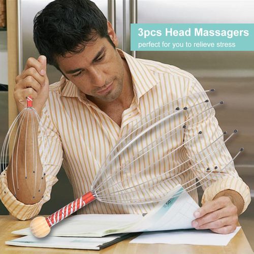 3pcs Head Massagers Scalp Scratchers Handheld Scratcher for Head Body Relaxing Massage Tools Random Color NO5112