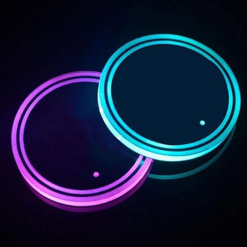 12v Universal Led Car Cup Holder Colorful Rgb Light Mat Pad Drink Coaster Interior Decoration Compatible With