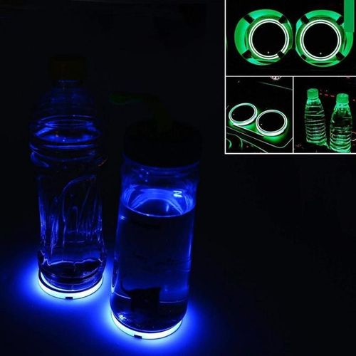 12v Universal Led Car Cup Holder Colorful Rgb Light Mat Pad Drink Coaster Interior Decoration Compatible With