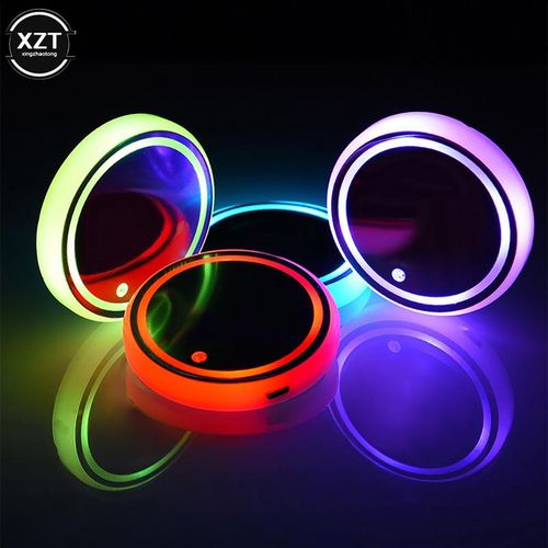 Colorful Led Cup Coaster Holder Usb Light Mat Car Coasters Bottle Rgb Luminous Atmosphere Lamp Glass Pad Seat Colorful Backlight