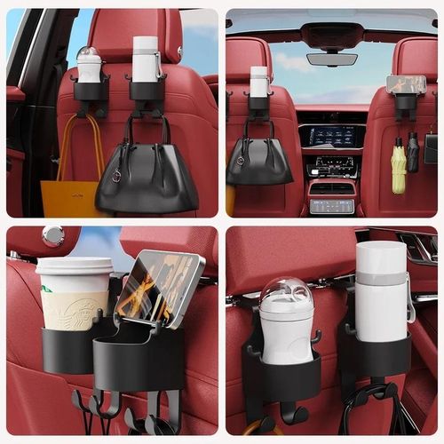 Car Back Seat Cup Holder Drinks Water Bottles Storage Rack Interior Bags Hanging Hooks With Phone Holder