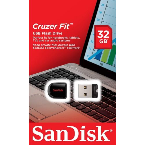 Sandisk Cruzer Fit   FLash Disk USB 2.0  -Silver