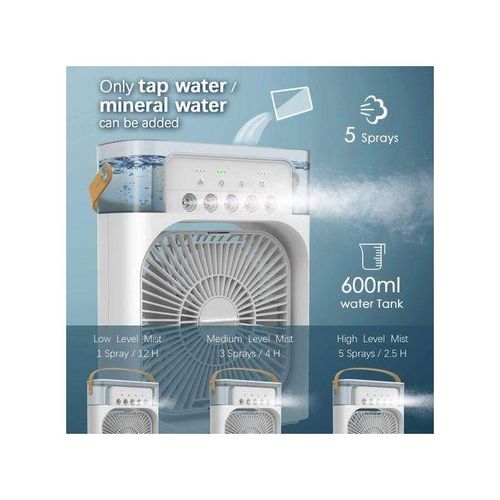 Portable Fan Air Conditioners USB Electric Fan LED Night Light Water Mist Fun 3 In 1 Air Humidifie For Home Car Mini Fan. Colour May Vary