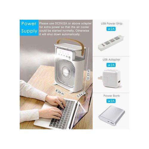 Portable Fan Air Conditioners USB Electric Fan LED Night Light Water Mist Fun 3 In 1 Air Humidifie For Home Car Mini Fan. Colour May Vary