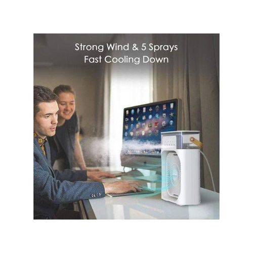 Portable Fan Air Conditioners USB Electric Fan LED Night Light Water Mist Fun 3 In 1 Air Humidifie For Home Car Mini Fan. Colour May Vary