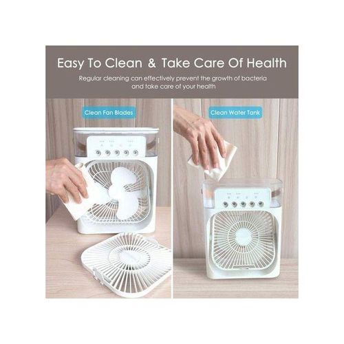 Portable Fan Air Conditioners USB Electric Fan LED Night Light Water Mist Fun 3 In 1 Air Humidifie For Home Car Mini Fan. Colour May Vary
