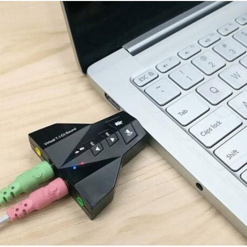 7.1 Channel Double Adapter USB AUX Jack External Stereo Sound Card For Headphone Speaker PC