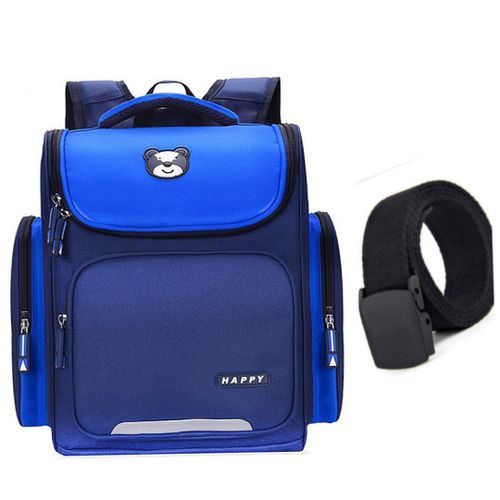 Boys School Bag With Free Belt- Blue