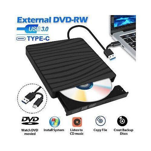 Type-C And USB 3.0 Ultra Slim Portable Dvd Writer /Dvd Player - Black