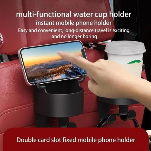 Car Cup Holder Headrest Back Seat Mount Organizer Multifunctional Vehicle Cup Drink Storage Box For Bags Keys Cards Documents