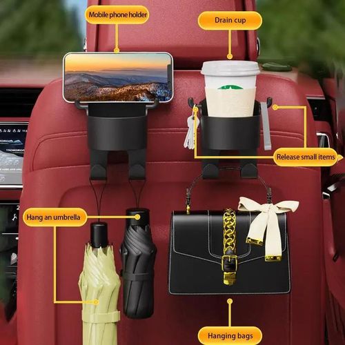 Car Cup Holder Headrest Back Seat Mount Organizer Multifunctional Vehicle Cup Drink Storage Box For Bags Keys Cards Documents
