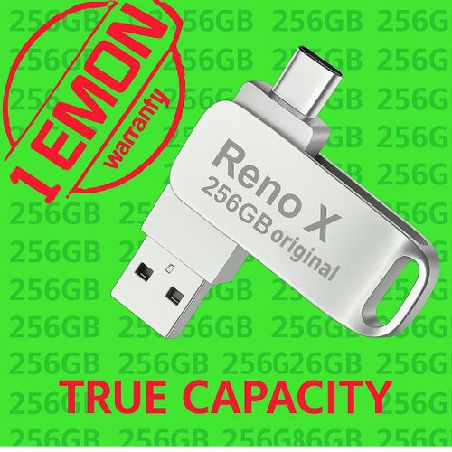 RENO Flash Disk 256 GB Metalic Flash Drive Blue 2.0 USB Drive Type-C OTG Flash Drive