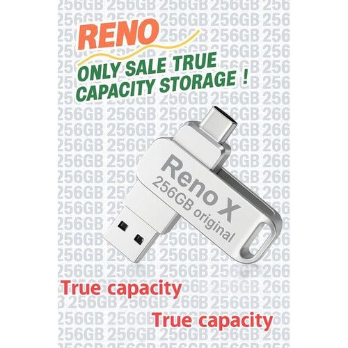 RENO Flash Disk 256 GB Metalic Flash Drive Blue 2.0 USB Drive Type-C OTG Flash Drive