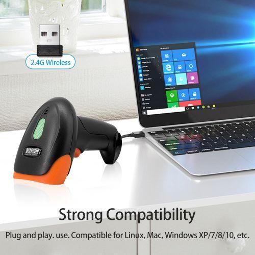 Handheld 1D2DQR Barcode Scanner 2.4G Wireless USB Wired
