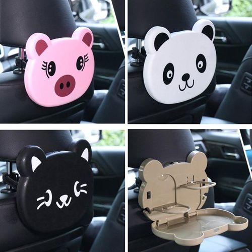 Car Back Seat Table Drink Food Cup Cartoon Tray Holder Stand Folding Car Drink Holder Panda Cartoon Baby Dinner Plate Car Kids