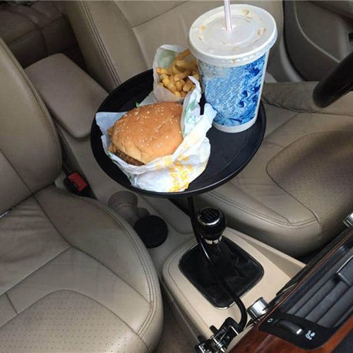 Black Car Plate Food Storage Tray Rack Folding Beverage Dining Table Drink Holder Car Pallet Back Seat Water Car Cup Holder
