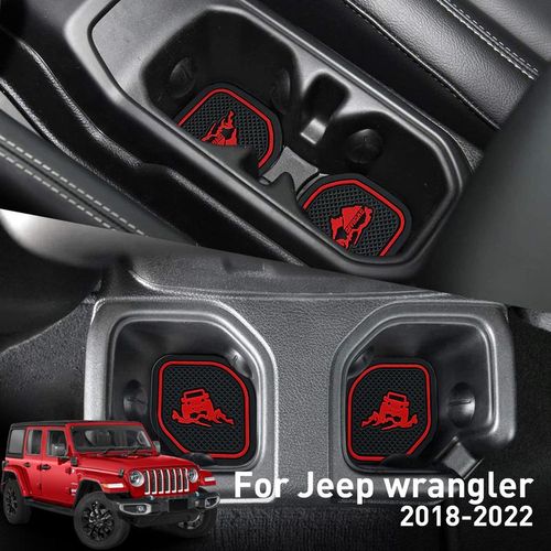 Non-Slip Car Cup Coaster Slot Pad For Jeep Wrangler Jl Jlu 2020-2022 Year Anti-Slip Mat Pocket Mat Interior Cup Holder Pad